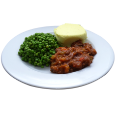 Boeuf stroganoff met doperwten en aardappelpuree (zoutarm/natriumarm).